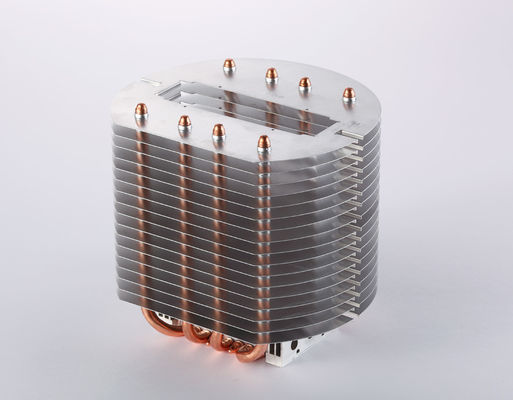 6 Piece Copper Heat Pipe Heatsink Two Rows Fins with Antioxidant Treatment